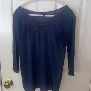 Banana Republic Navy Lace Accent Blouse